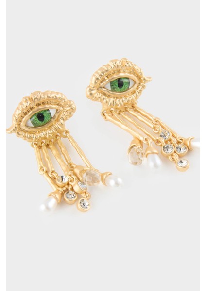 Kadın Nazar Temalı Sallantılı Gold Küpe G0172AXNS fiyatları