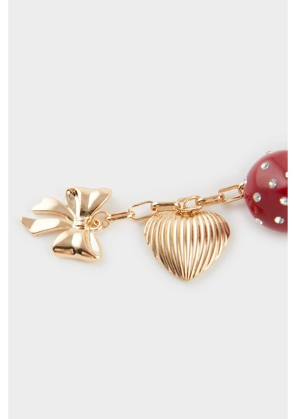 Kadın Çilekli Gold Kalpli Charm Anahtarlık F6966AXNS fiyatları