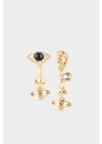 Kadın Nazar Temalı Gold Küpe G0174AXNS