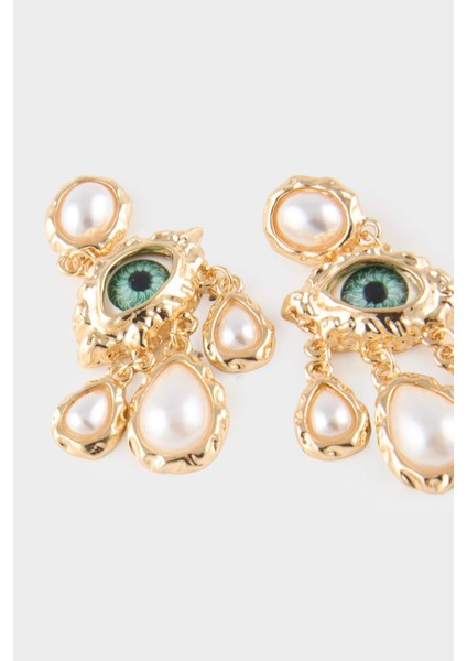 Kadın Nazar Temalı Sallantılı Gold Küpe G0173AXNS modelleri