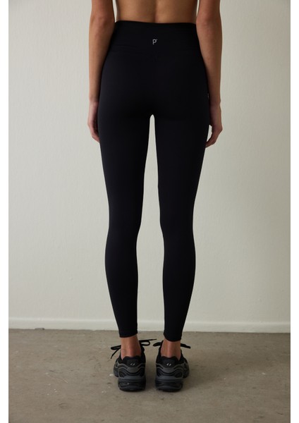 Siyah Smooth Feel Yüksek Bel Slim Fit Tayt modelleri