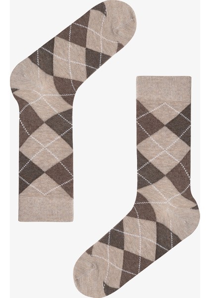 Çok Renkli Erkek Brown Diamond Üçgen Desenli 3'lü Soket Çorap fiyatları