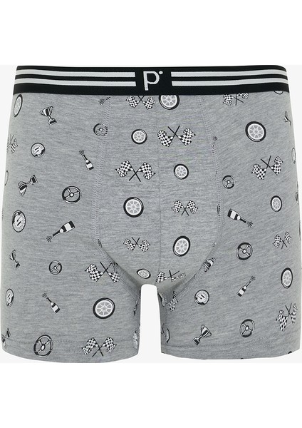 Erkek Race Geometrik Desenli Organik Normal Bel 3'lü Boxer modelleri