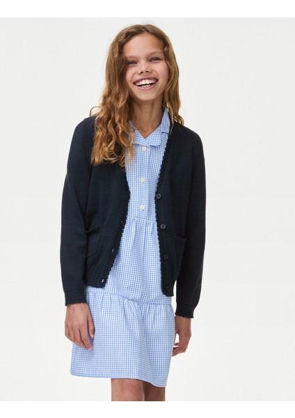 Saf Pamuklu Regular Fit Okul Hırkası (2-18 Yaş)