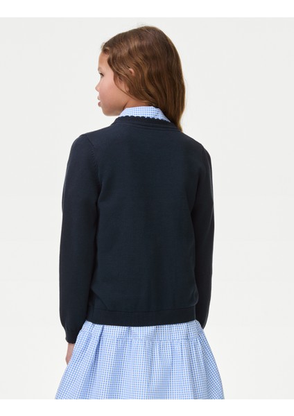 Saf Pamuklu Regular Fit Okul Hırkası (2-18 Yaş) fırsatları