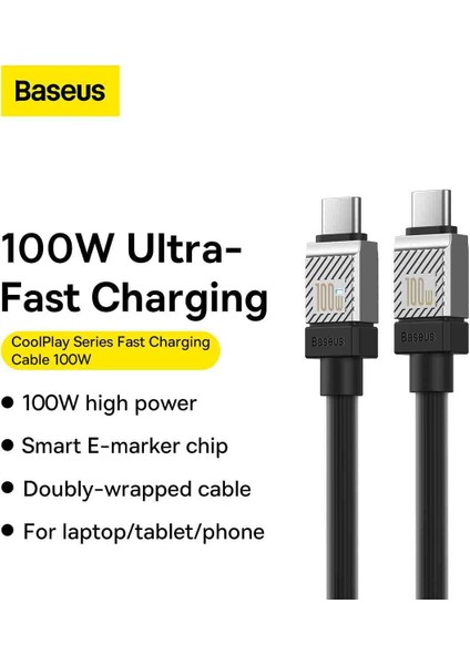 Coolplay Type-C Hızlı Şarj Kablosu 100W 2 Metre - Siyah fiyatları