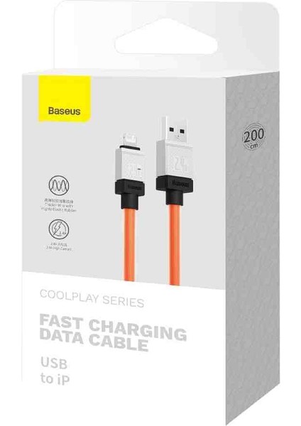 Coolplay Hızlı Şarj Kablosu USB Lightning 2.4A 2 Metre - Turuncu modelleri