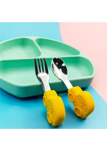 Pembe Renk Premium Çocuk Bpa Free Silikon Saplı Paslanmaz Çelik Uçlu Çatal-Kaşık, (9+ Ay) indirimleri