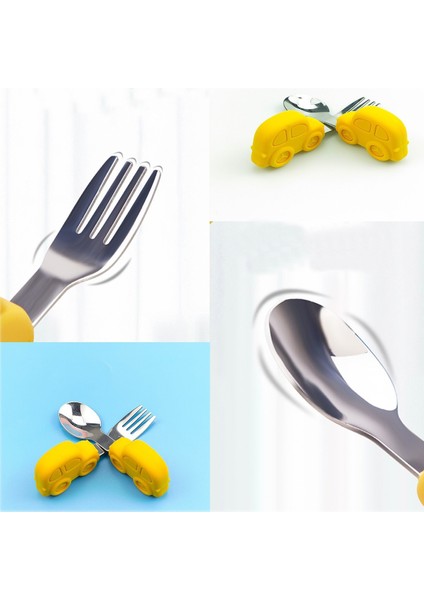 Pembe Renk Premium Çocuk Bpa Free Silikon Saplı Paslanmaz Çelik Uçlu Çatal-Kaşık, (9+ Ay)