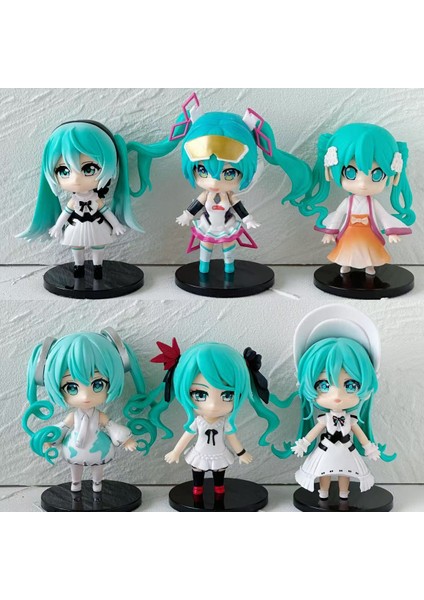 6 Q Versiyonu Hatsune Bebek Sevimli Anime Şasi Modeli Bebek Masaüstü Süsleri (Yurt Dışından)