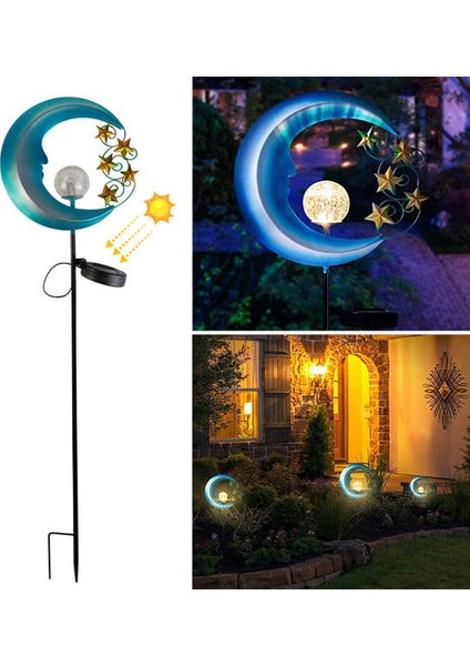 Gece Işıkları Ortam Aydınlatma Yıldızları Ay Güneş Işıkları Açık Güneş Powered Bahçe Işıkları Dekoratif Crackle Renk (Yurt Dışından) fırsatları