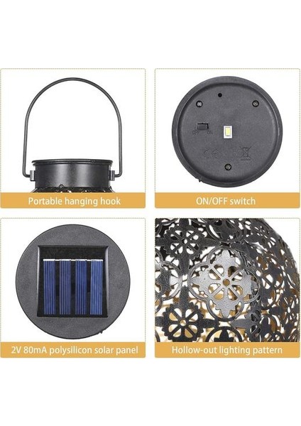 Güneş Feneri Açık Bahçe, Dekoratif Metal Asılı Güneş Enerjili Fener, Siyah (Yurt Dışından) modelleri
