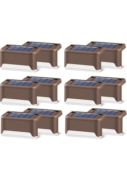 12 Adet Güneş Enerjili LED IP65 Su Geçirmez Bahçe Lambası - Kahverengi (Yurt Dışından)