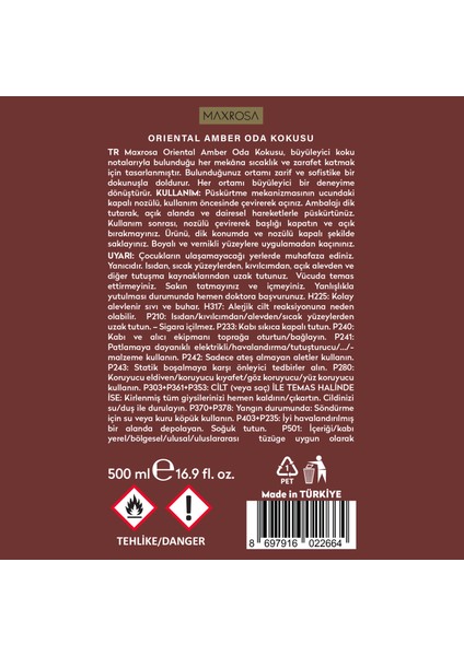 Oriantal Amber Room Spray Oda Spreyi 500 ml fırsatları