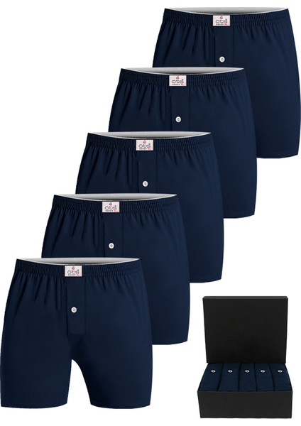 Premium 5'li Erkek Boxer Düğmeli, Süprem - Hediye Kutulu, %100 Pamuk, Ultra Yumuşak Kumaş, Rahat Kalıp, Etiketsiz ve Kaliteli İç Giyim