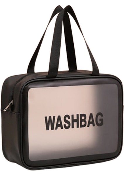 Büyük Kapasiteli Taşınabilir El Tipi Pu Buzlu Su Geçirmez Tuvalet Malzemeleri Saklama Toz Geçirmez Kozmetik Çantası (Yurt Dışından)