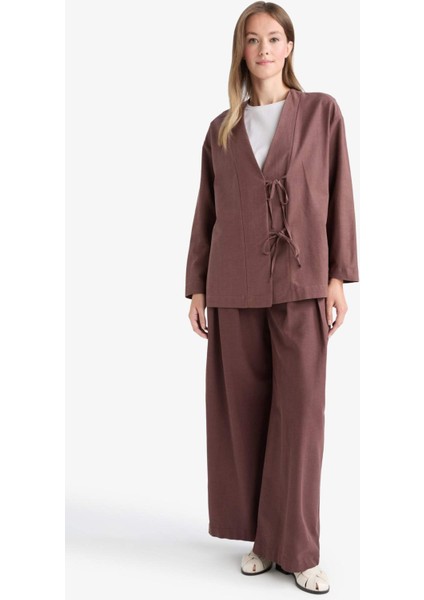 Wide Leg Keten Karışımlı Pantolon F7633AX25AU