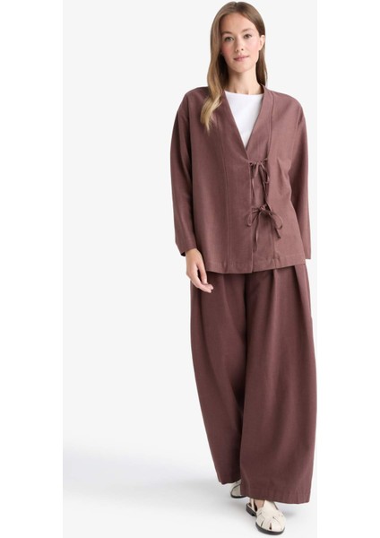 Wide Leg Keten Karışımlı Pantolon F7633AX25AU modelleri