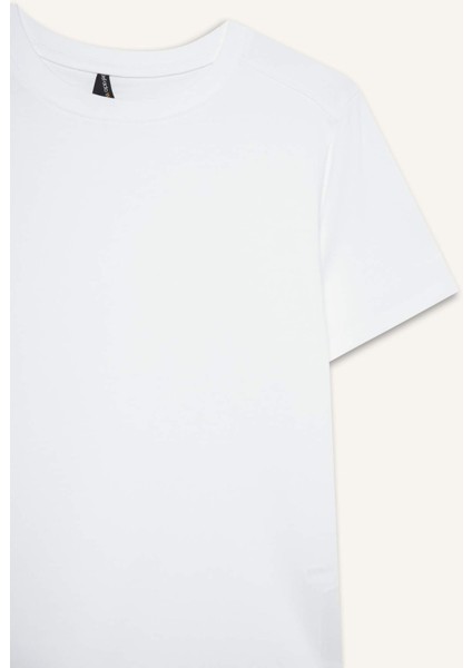 Regular Fit Bisiklet Yaka Basic Düz Premium Kısa Kollu Tişört A9428AX25AU