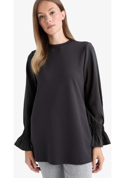 Regular Fit Bisiklet Yaka Uzun Kollu Tunik F6165AX25AU