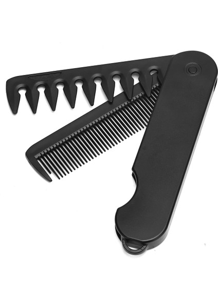Iki-Bir Arada Döner Katlanır Tarak Yağlı Saç Tarağı Sırt Saç Tarağı Geniş Dişli Tarak Taşınabilir Seyahat Katlanır Tarak (Yurt Dışından)