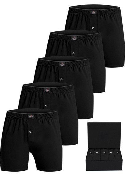 Premium 5'li Erkek Boxer Düğmeli, Süprem - Hediye Kutulu, %100 Pamuk, Ultra Yumuşak Kumaş, Rahat Kalıp, Etiketsiz ve Kaliteli İç Giyim