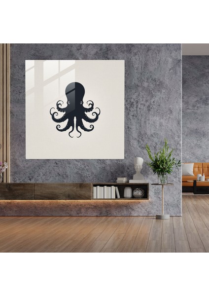 Minimal Ahtapot Cam Tablo - Ahtapot Cam Sanatı Cam Duvar Sanatı Cam Tablo fiyatları