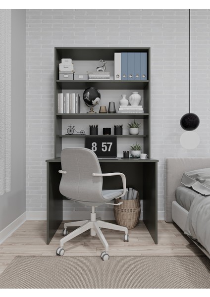 Asra Trend %100 Mdflam Raflı Çalışma Masası Bilgisayar Ofis Ders Masası Çm-03