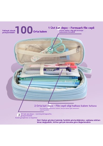 Taşınabilir Büyük Kapasiteli Üç Katmanlı Kırtasiye Kutusu Kalem Çantası (Yurt Dışından) modelleri