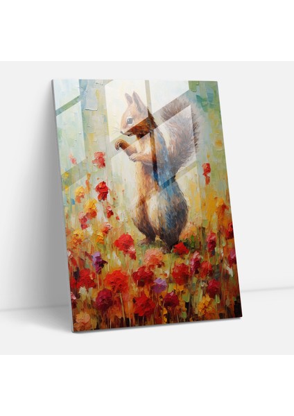 Izlenimci Hayvanlar Cam Tablo - Insanlar Gibi Giyinmiş Hayvanlar Cam Duvar Sanatı Cam Tablo Çiçekler