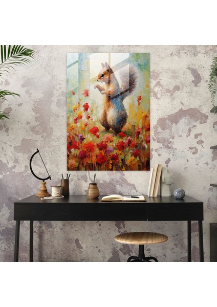 Izlenimci Hayvanlar Cam Tablo - Insanlar Gibi Giyinmiş Hayvanlar Cam Duvar Sanatı Cam Tablo Çiçekler modelleri