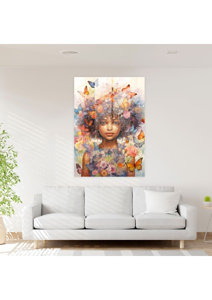 Afro Cam Tablo - Masalsı Suluboya Cam Duvar Sanatı - Afro Modern Sanat Cam Tablo Çiçekler Açıyor modelleri