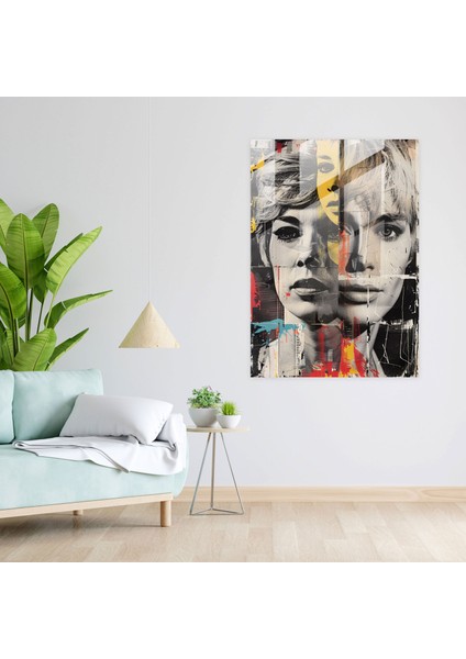 Andy Warhol Portre Kolajı Cam Tablo - Ünlü Portre Kolaj - Duvar Dekorasyonu fiyatları