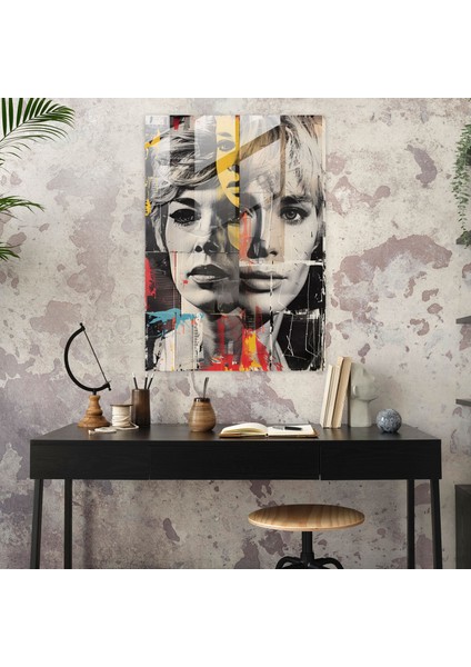 Andy Warhol Portre Kolajı Cam Tablo - Ünlü Portre Kolaj - Duvar Dekorasyonu modelleri