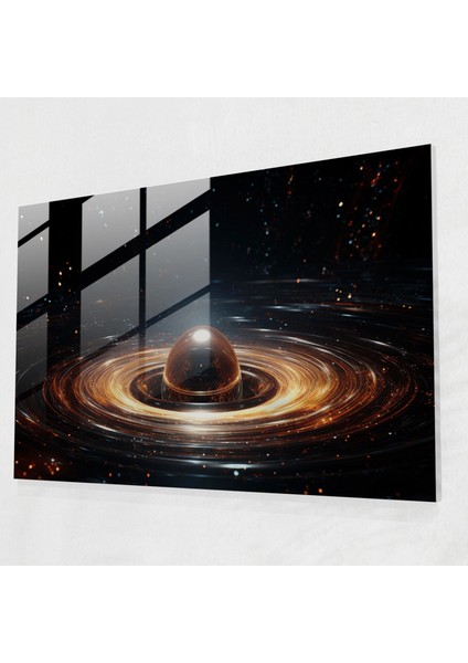 Kozmik Kara Delik Cam Tablo - Dünya Cam Duvar Sanatı Kozmik Unsurlar Cam Sanatı