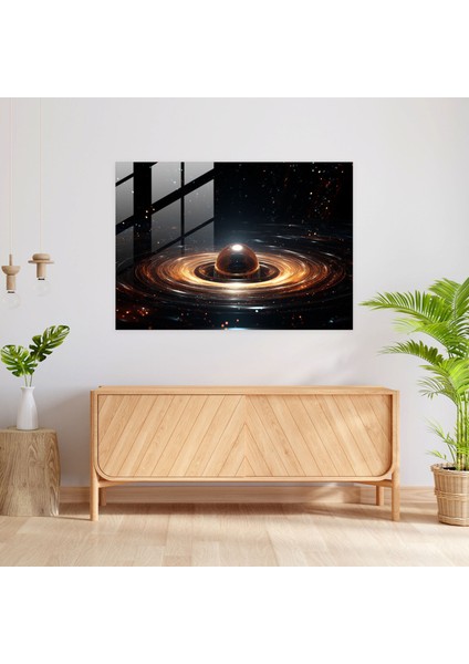 Kozmik Kara Delik Cam Tablo - Dünya Cam Duvar Sanatı Kozmik Unsurlar Cam Sanatı fiyatları
