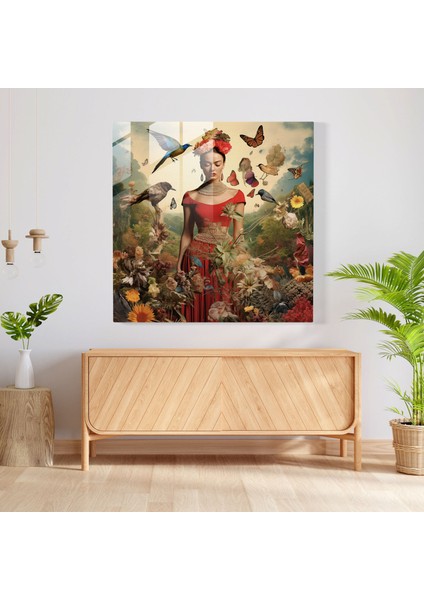 Sürreal Kolaaj Cam Tablo - Frida Kahlo Sürreal Duvar Dekorasyonu Cam Duvar Sanatı fiyatları