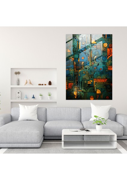 Inka Medeniyeti Cam Tablo - Soyut Inka Dokuma Ilhamlı Duvar Dekorasyonu - Mayan Modern Sanat Inka Medeniyeti Soyut Tasarım fiyatları