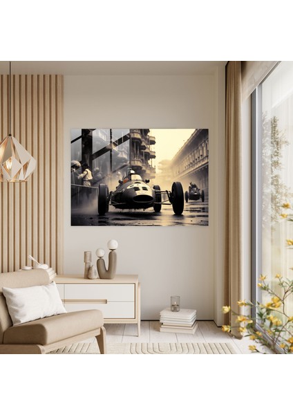 Vintage Formula 1 Cam Tablo - Formula 1 Duvar Dekorasyonu Ev Dekorasyonu Siyah ve Beyaz fiyatları