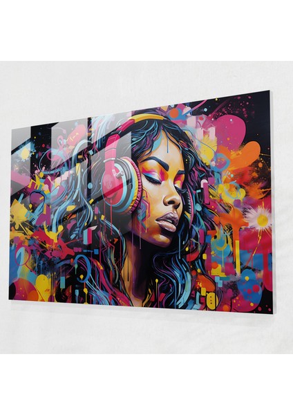 Müzik Ruhu Graffiti Cam Duvar Sanatı - Modern Sanat Ritim