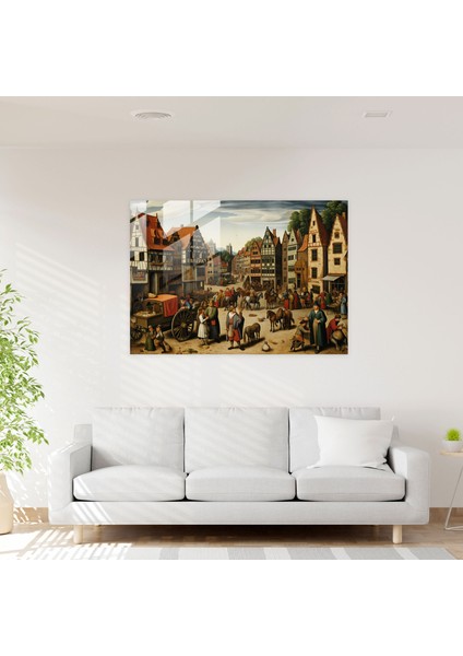 Ortaçağ Köyü Cam Tablo - Ortaçağ Cam Duvar Sanatı Köylüler fiyatları