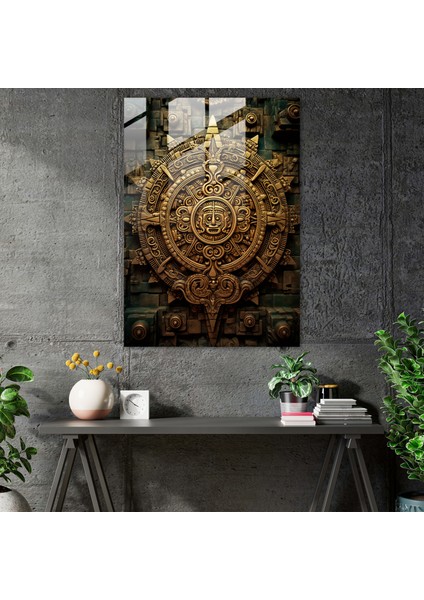 Maya Takvimi Cam Duvar Sanatı - Maya Ev Dekorasyonu Modern Sanat Cam Duvar Sanatı modelleri