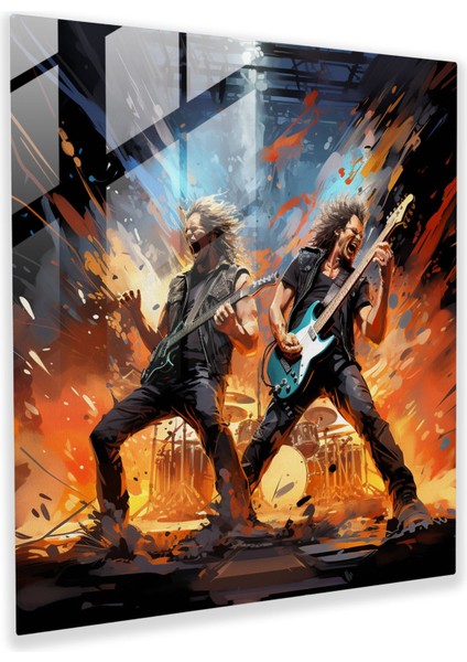 Metallica'dan Elektrik Veren Cam Tablo - Metallica Cam Duvar Sanatı