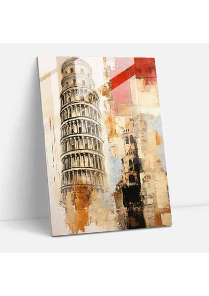 Pisa'nın Eğik Kulesi Modern Cam Tablo - Ev Dekorasyonu Cam Sanatı