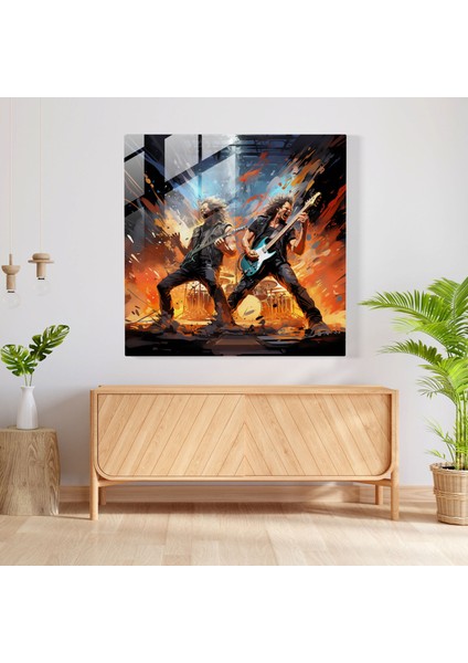 Metallica'dan Elektrik Veren Cam Tablo - Metallica Cam Duvar Sanatı modelleri