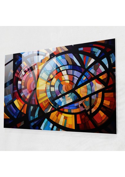 Cami Desenli Geometrik Cam Tablo Sanatı