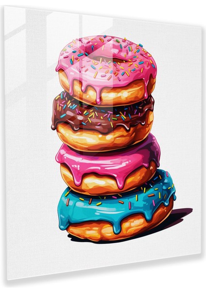 Pop Art Donutlar Cam Tablo - Ev Dekorasyonu ve Modern Sanat Için Still Life Pop Art Cam Tablo
