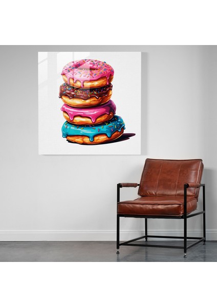 Pop Art Donutlar Cam Tablo - Ev Dekorasyonu ve Modern Sanat Için Still Life Pop Art Cam Tablo modelleri
