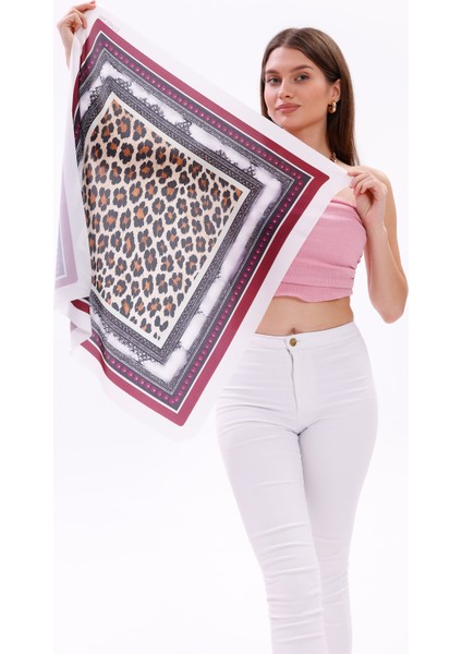 Safari Leopar Model Fular Bandana Şal Estascarf 70X70 cm