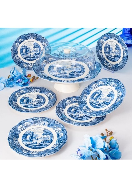 Vintage Blue 8 Parça Sunum Seti modelleri